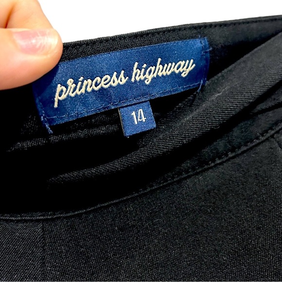 Princess Highway black A line skirt with waist sash bellow knee length preppy - Picture 2 of 7
